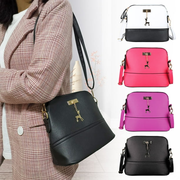 Pink Fly Pig Girl Round Crossbody Shoulder Bags Adjustable Top Handle Bags Satchel for Women 